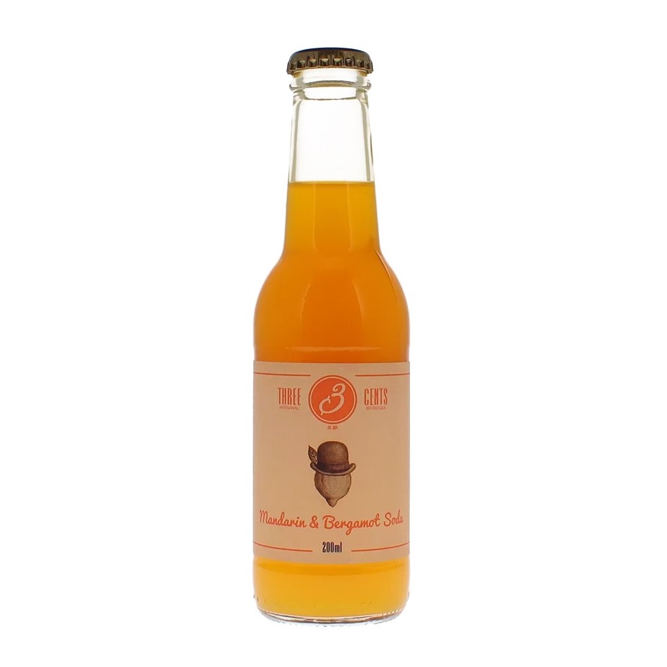 Three Cents Mandarin & Bergamot Soda 24 x 20cl
